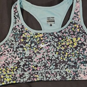 Nike Pro Sports Bra - Blue and Pink Pattern